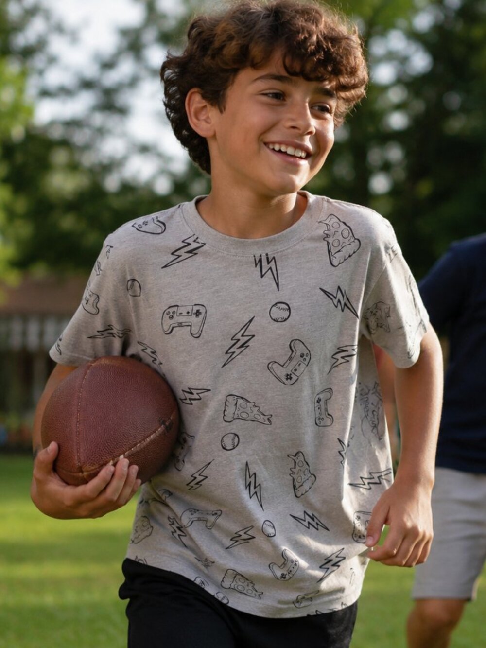 Old Navy Softest Tee Gaming Pizza Lightning Bolt Graphic T-Shirt Boys L 10-12